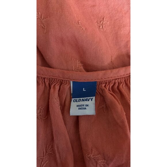 Old Navy Blouse Women Sz Large Embroidered Button-Down Puff Sleeves Peasant Top - Picture 7 of 13